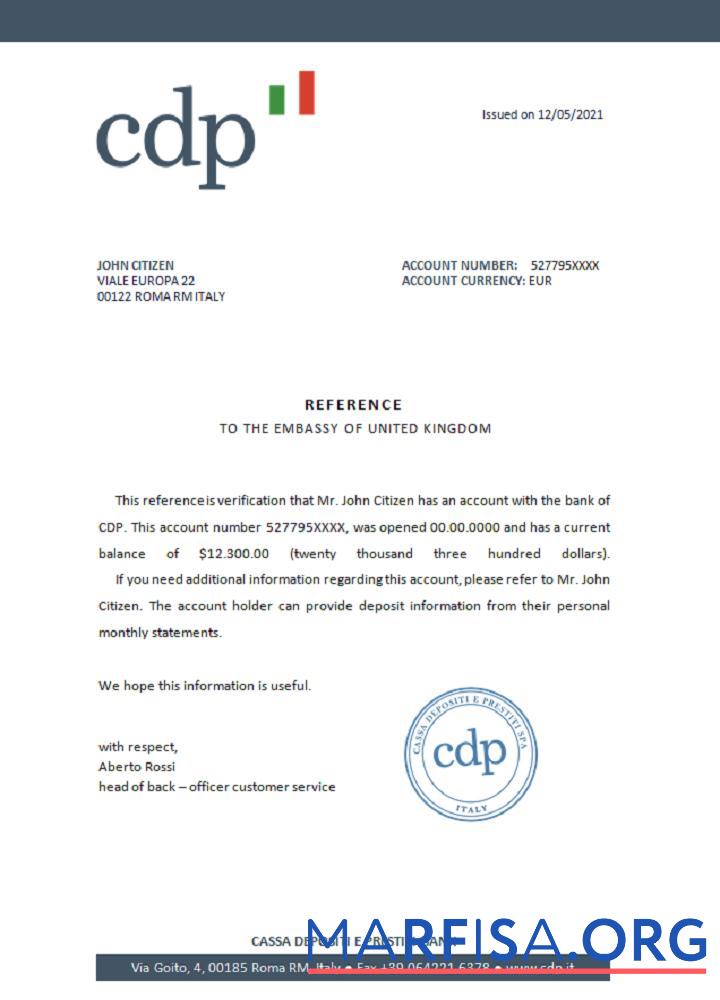 Blank Italy CDP reference sample